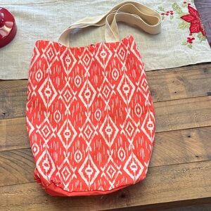 Old Navy Stylish Orange Patterned Tote Bag